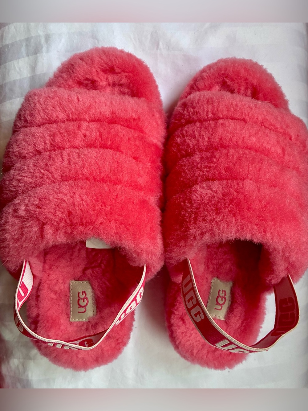 Womens UGG® Fluff Yeah Slide - Deep Coral Womens size 8